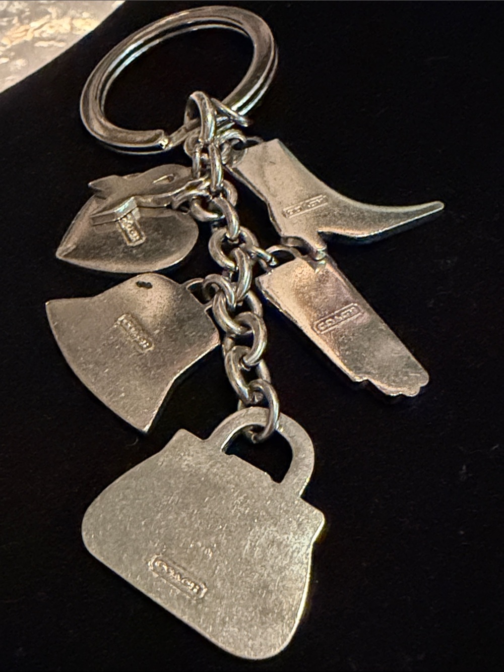 Coach Pink Multi-Charm Keychain with Heart, Boot & Purse - Picture 9 of 11